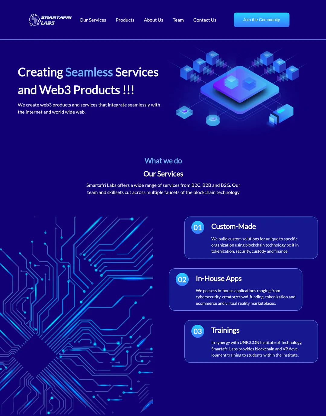 The SmartAfri Labs Web3 community website