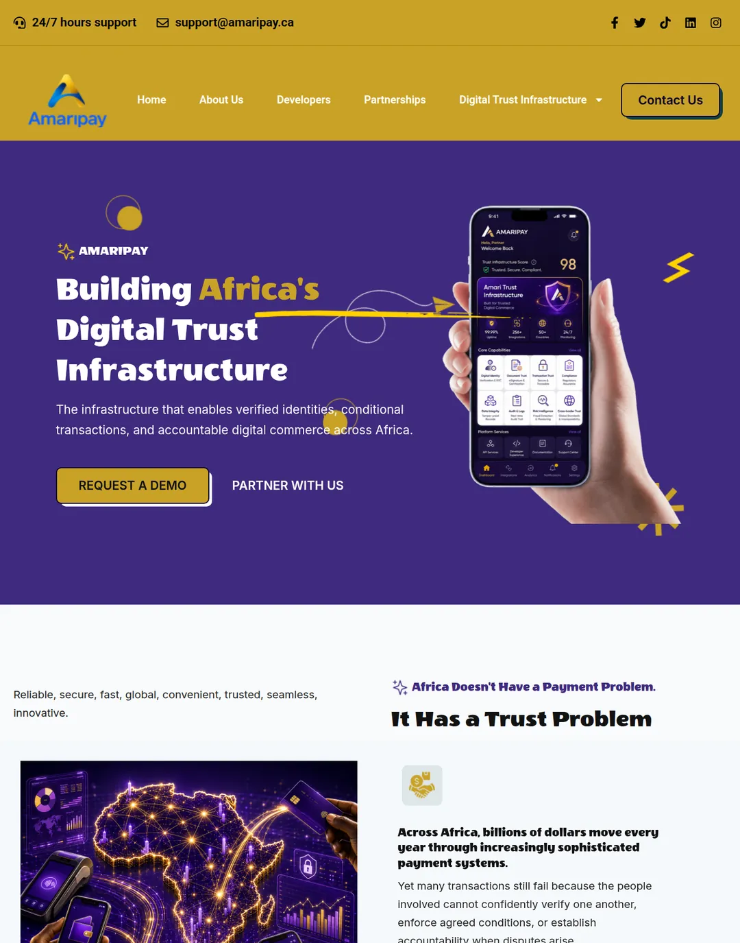 The Amaripay digital trust website